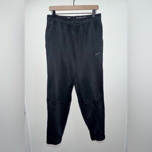 Nike Jogger Pants Dri-Fit Fleece Lined Tapered Leg Black Polyester Size Large